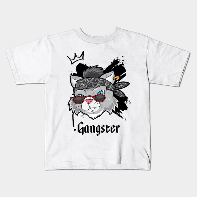 Gangstar cat streetwear Kids T-Shirt by Rdxart